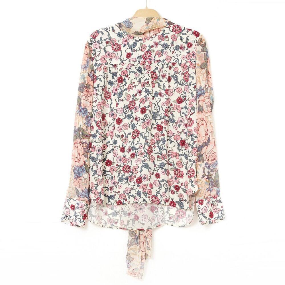 See By Chloe Floral Silk Chiffon Georgette Tie Neck Blouse Size EU 44 / US 10 - Picture 3 of 13